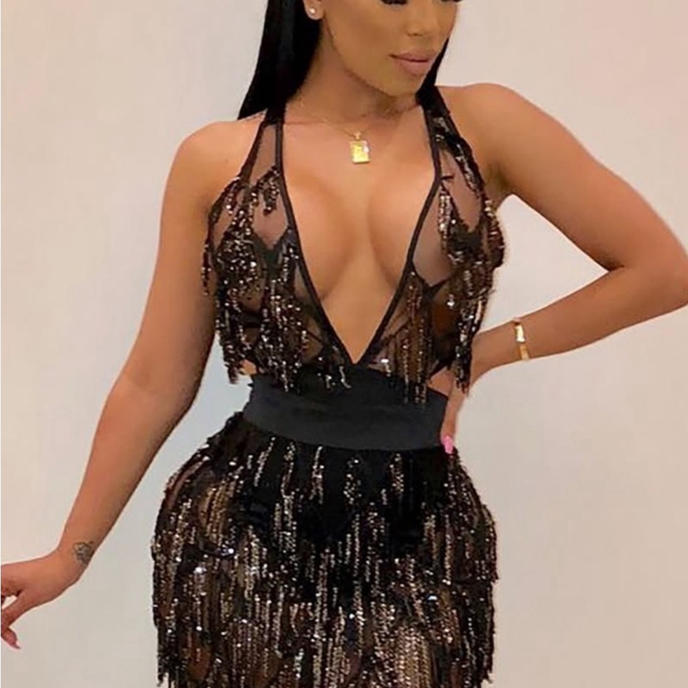 Black sequin dress